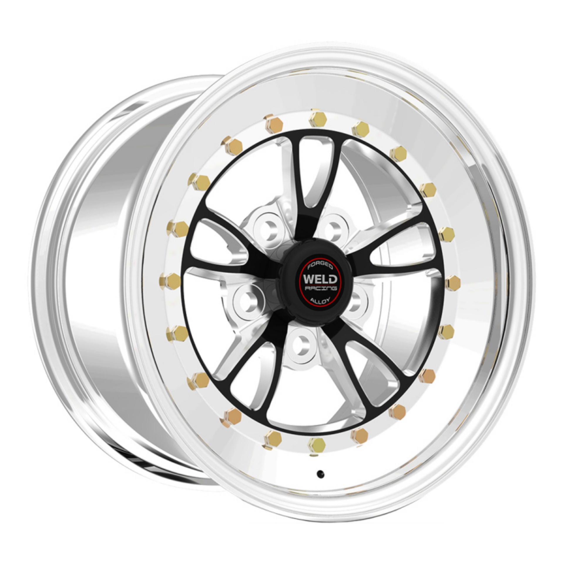 Picture of Weld Full Throttle 15x7 - 5x4-5 BP - 3-5in- BS Black Wheel - Polished Non Beadlock