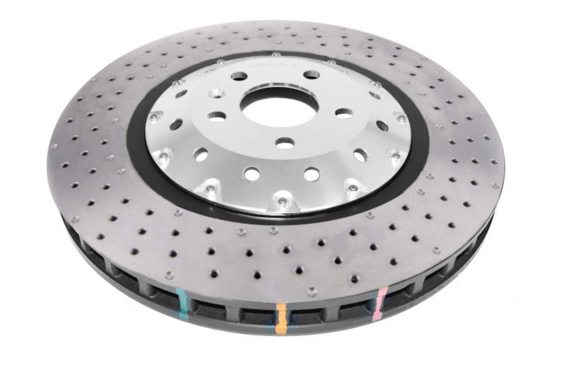 Picture of DBA 06-17 Audi RS3 8V Sedan 5000 Fully Assembled 2-Pc Clear Anodized Hat T3 Drilled-Dimpled Rotor