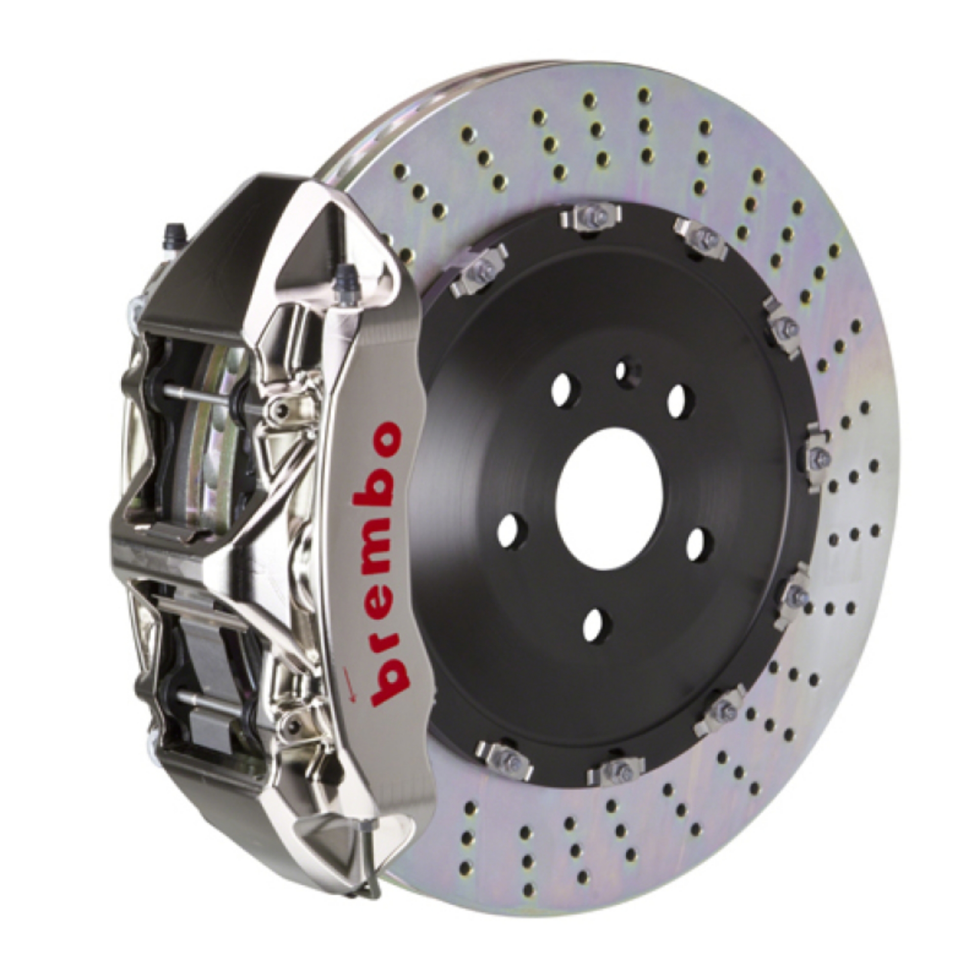 Picture of Brembo 07-15 Q7 4L Front GTR BBK 6 Piston Billet405x34 2pc Rotor Drilled- Nickel Plated