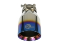 Picture of aFe Mach Force XP 304 Stainless Steel Clamp-On Exhaust Tip 2-5in Inlet - 4in Outlet - Blue Flame