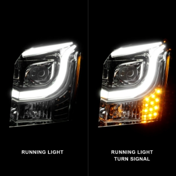 Picture of ANZO 2015-2017 GMC Yukon XL Projector Headlights W Lightbar - Chrome-Amber