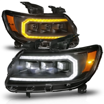 Picture of ANZO 15-22 Chevrolet Colorado Full LED Projector Headlights w- Initiation & Sequential - Black