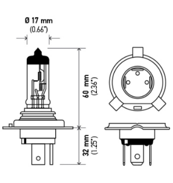 Picture of Hella Halogen H4 24V 100-90W P43t T4-625 Bulb