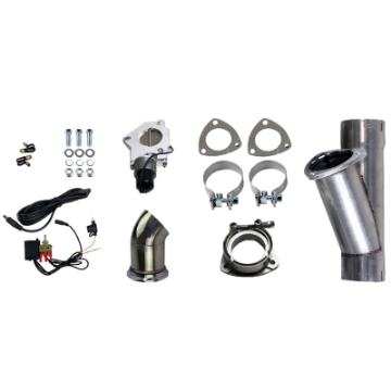 Picture of Granatelli 3-0in Aluminized Mild Steel Electronic Exhaust Cutout w-Slip Fit & Band Clamps