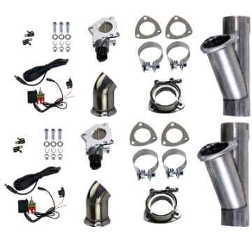 Picture of Granatelli 3-0in Alum Mild Steel Electronic Dual Slip Fit Exhaust Cutout w-Band Clamps
