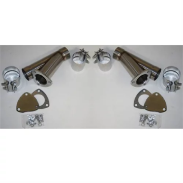 Picture of Granatelli 2-0in Stainless Steel Manual Dual Exhaust Cutout Kit w-Slip Fit Band Clamp