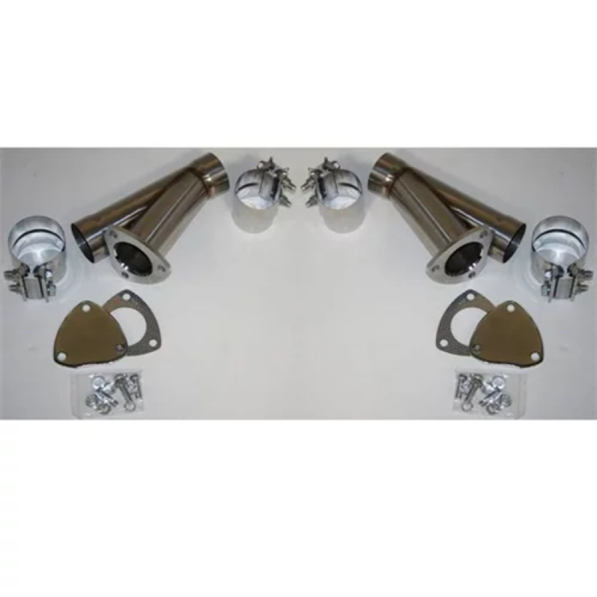 Picture of Granatelli 2-5in Stainless Steel Manual Dual Exhaust Cutout Kit w-Slip Fit Band Clamp