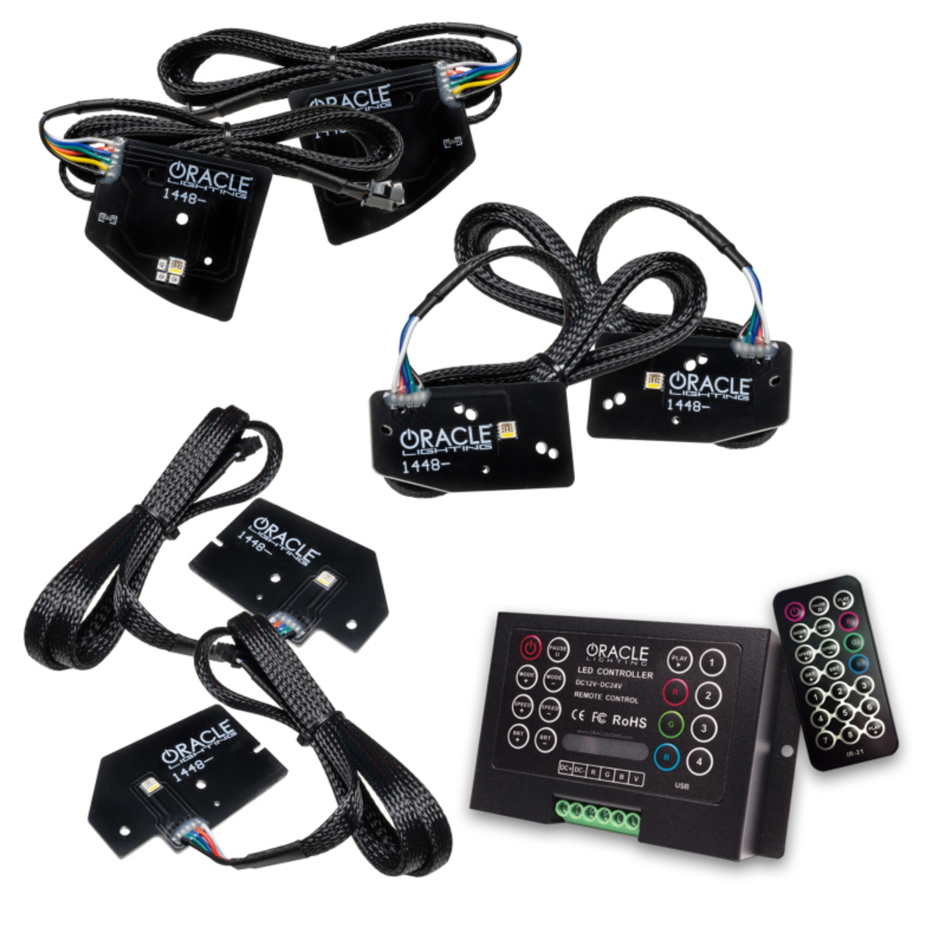Picture of Oracle 19-21 RAM 1500 Projector LED Headlight DRL Kit - RGBW+A w- 2-0 Controller