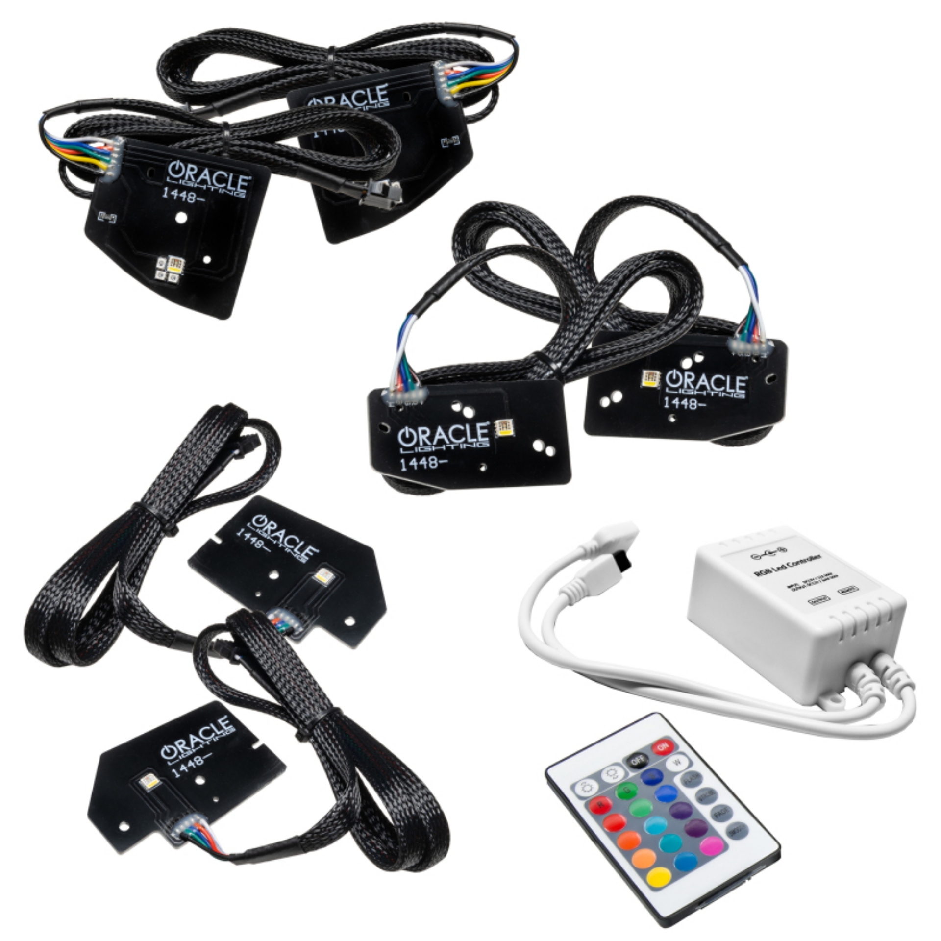 Picture of Oracle 19-21 RAM 1500 Headlight DRL Kit Projector LED - RGBW+A w- Simple Controller
