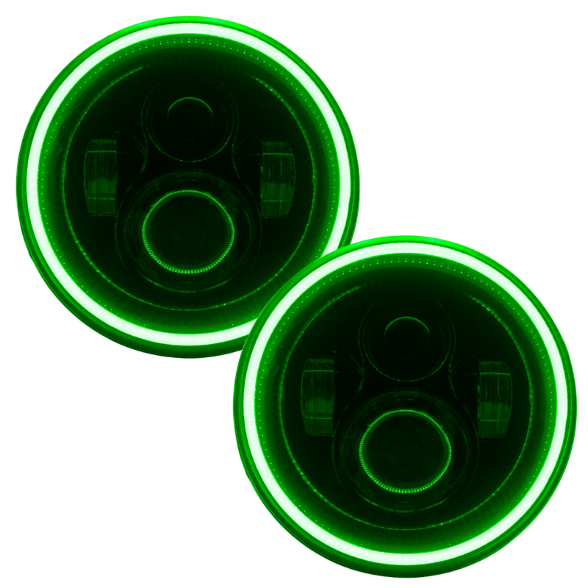 Picture of Oracle 7in High Powered LED Headlights - Black Bezel - Green