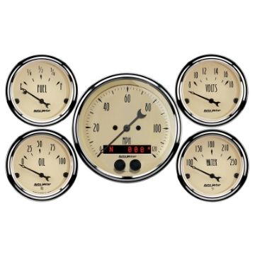 Picture of AutoMeter 3-3-8in & 2-1-16in GPS Speedometer Antique Beige Gauge Kit - 5 Pc