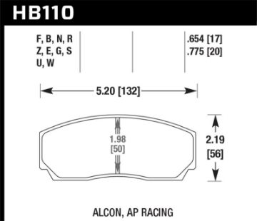 Picture of Hawk Performance Alcon-AP Racing 17mm ER-1 Motorsport Brake Pads