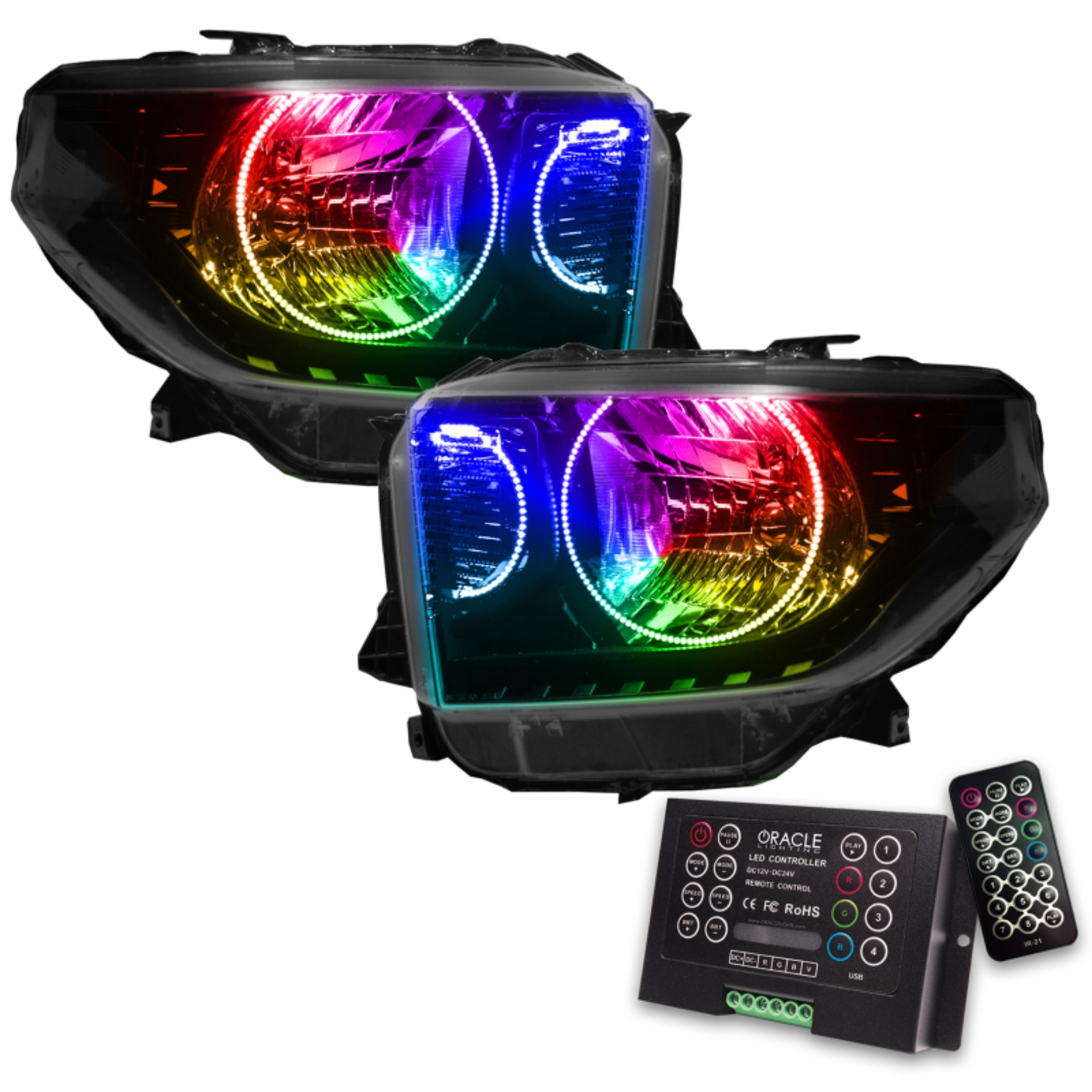 Picture of Oracle 14-17 Toyota Tundra SMD HL - Dual Halo Kit - ColorSHIFT w- 2-0 Controller