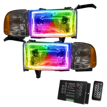 Picture of Oracle 94-02 Dodge Ram Pre-Assembled Halo Headlights - ColorSHIFT w- 2-0 Controller