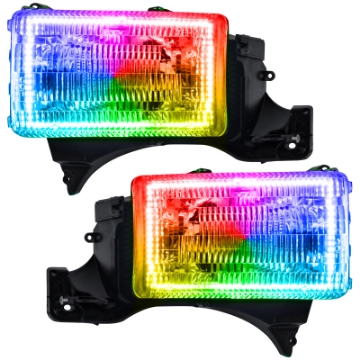 Picture of Oracle 94-02 Dodge Ram Pre-Assembled Halo Headlights - ColorSHIFT w- Simple Controller