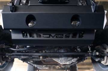 Picture of DV8 Offroad 18-23 Jeep Wrangler JL-JT Front Bumper Sway-Bar Disconnect Motor Skid Plate