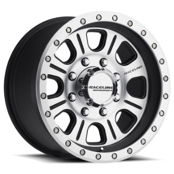 Picture of Raceline 928M Monster 17x9in - 6x139-7 BP - -12mm Offset - 107-95mm Bore - Black & Machined Wheel