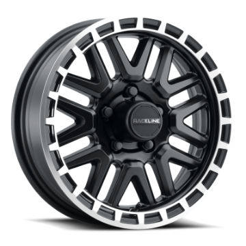 Picture of Raceline 953BM Krank 14x6in - 5x114-3 BP - 0mm Offset - 3-19mm Bore - Black & Machined Wheel
