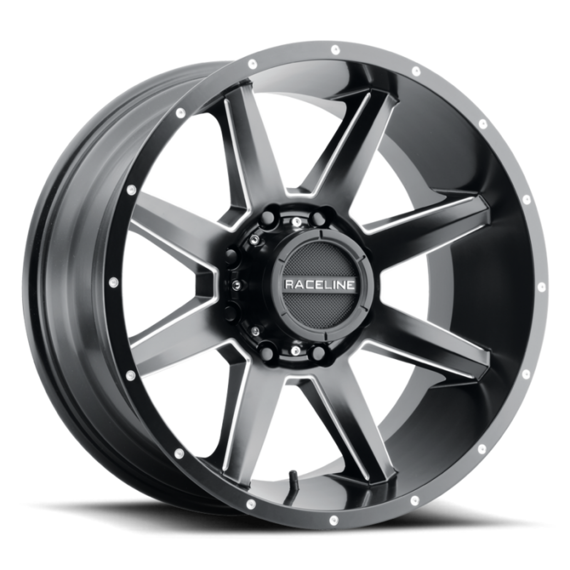Picture of Raceline 954M Stryker 17x8-5in - 8x165-1 BP - 0mm Offset - 125-2mm Bore - Satin Black & Milled Wheel