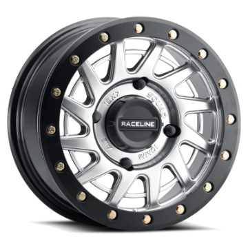 Picture of Raceline A12SB Squad 15x7in-4x137 BP-38mm Offset-110-18mm Bore - Silver & Black Ring Beadlock Wheel