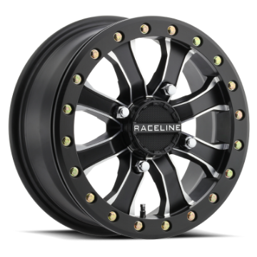 Picture of Raceline A71MB Mamba 15x6in - 4x156 BP - 40mm Offset - 132-5mm Bore- Black & Machined Beadlock Wheel