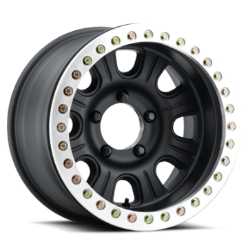 Picture of Raceline RT231 Monster 17x9-5in-5x139-7 BP--32mm Offset-107-95mm Bore BLK & MACH Ring Beadlock Wheel