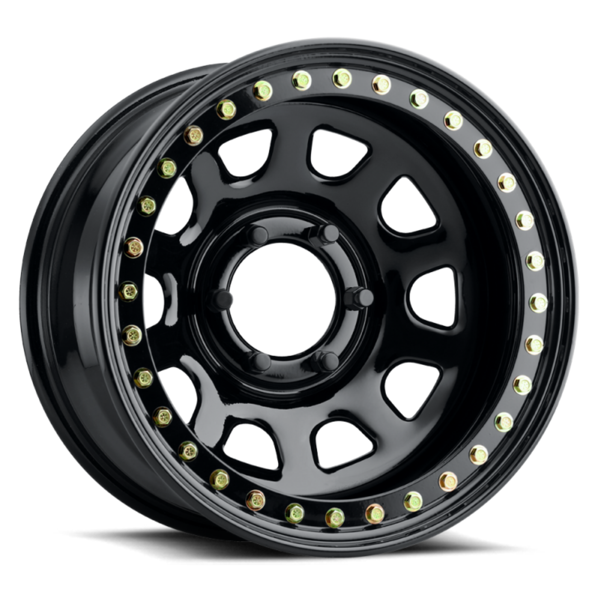 Picture of Raceline RT51 Daytona Rock 17x8in-6x139-7 BP--25mm Offset-107-95mm Bore - Gloss Black Beadlock Wheel