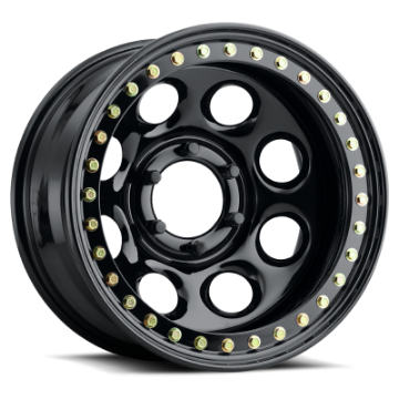 Picture of Raceline RT81 Rock 8 17x8in - 5x127 BP - -25mm Offset - 83-82mm Bore - Gloss Black Beadlock Wheel