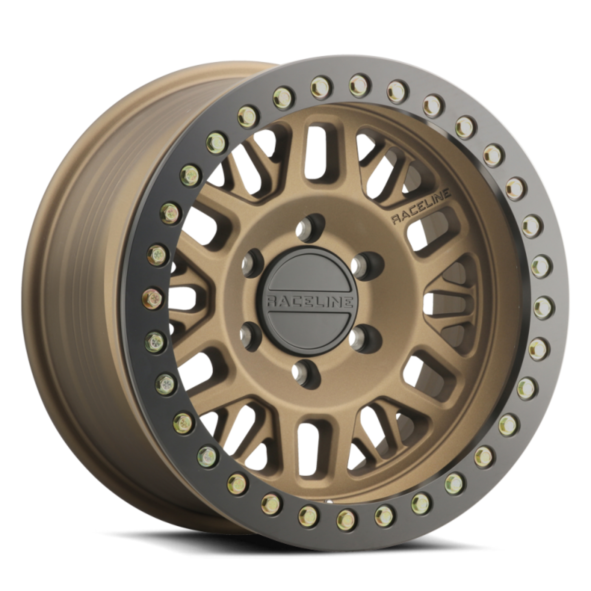 Picture of Raceline RT951B Ryno 17x9in-6x135 BP--12mm Offset-87-1mm Bore - Bronze & Black Ring Beadlock Wheel