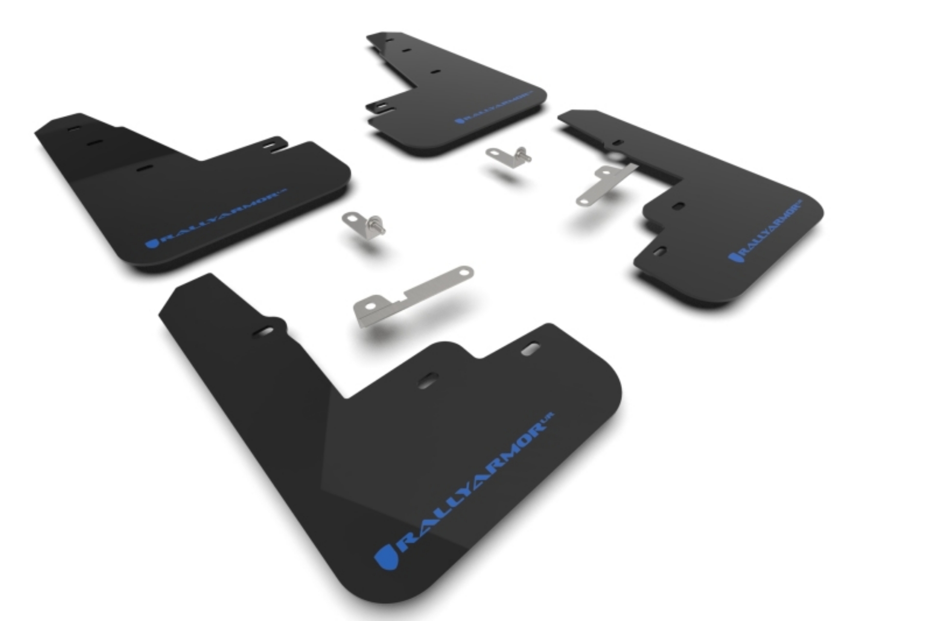 Picture of Rally Armor 21-25 Ford Mustang Mach-E-GT-Rally Black UR Mud Flap w-Light Blue Logo