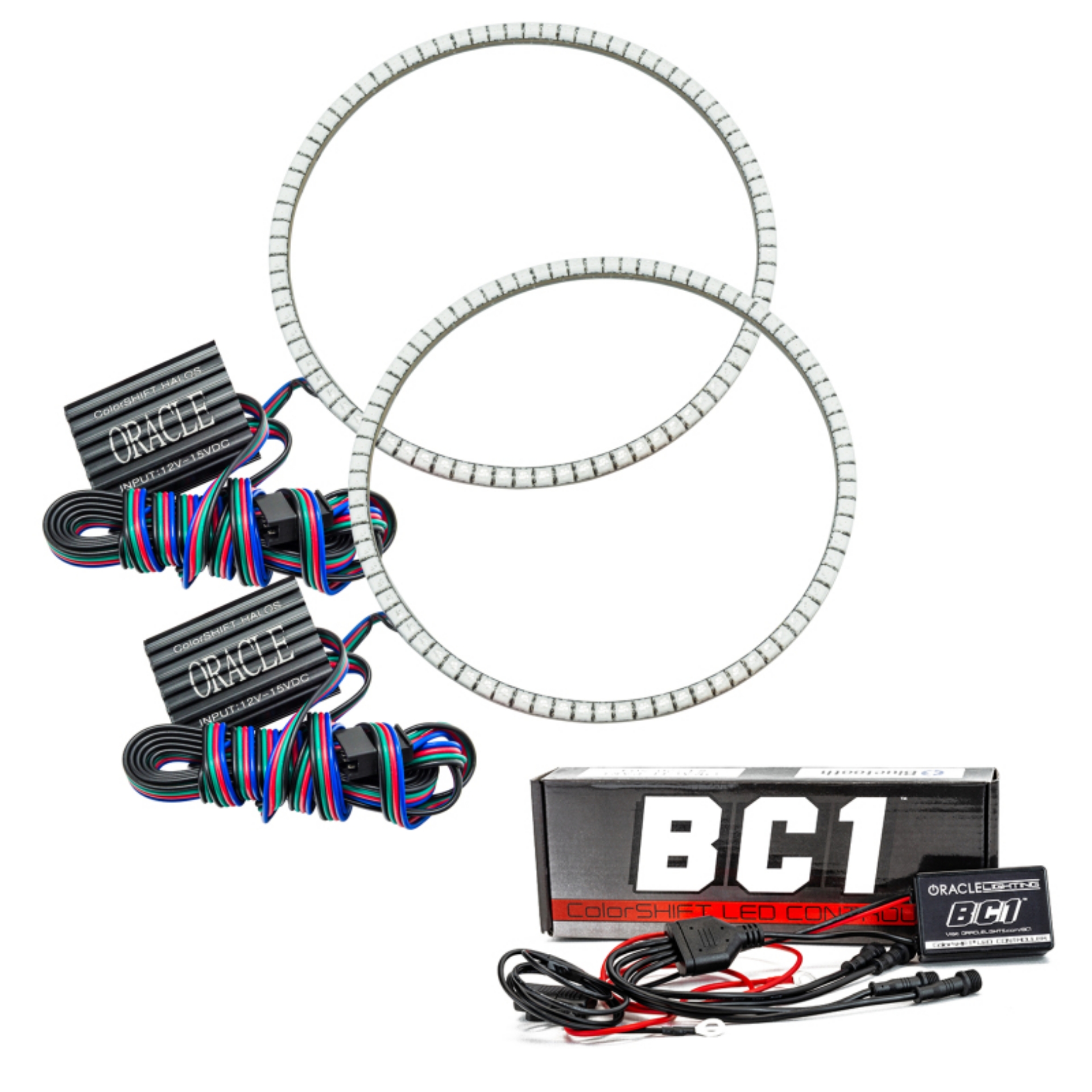 Picture of Oracle Jeep Wrangler JK 07-17 LED Waterproof Halo Kit - ColorSHIFT w- BC1 Controller