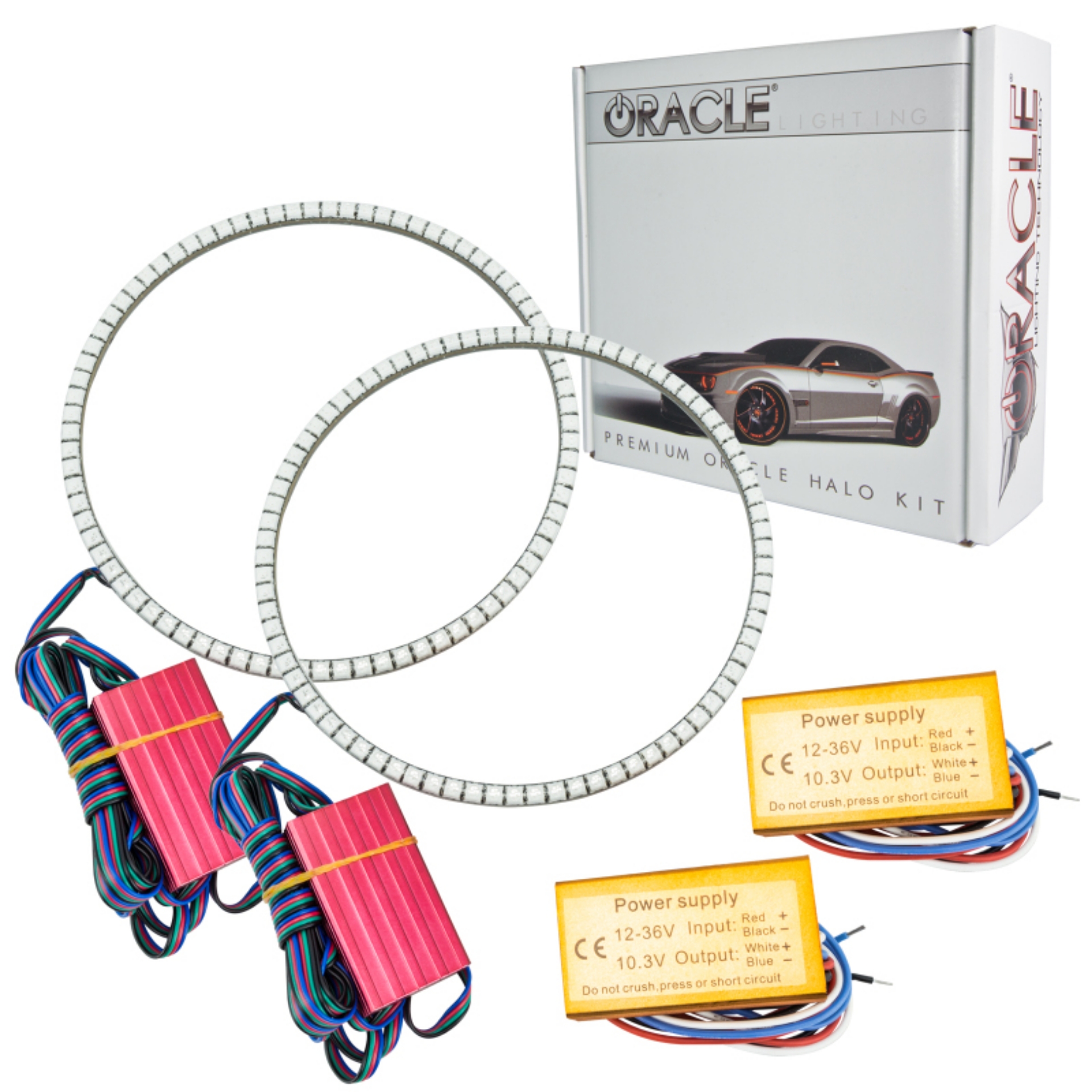 Picture of Oracle Jeep Wrangler JK 07-17 LED Waterproof Halo Kit - ColorSHIFT w- Simple Controller