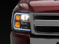 Picture of Raxiom 07-13 Chevrolet Silverado 1500 Axial Series Headlights w- LED Bar- Blk Housing Clear Lens
