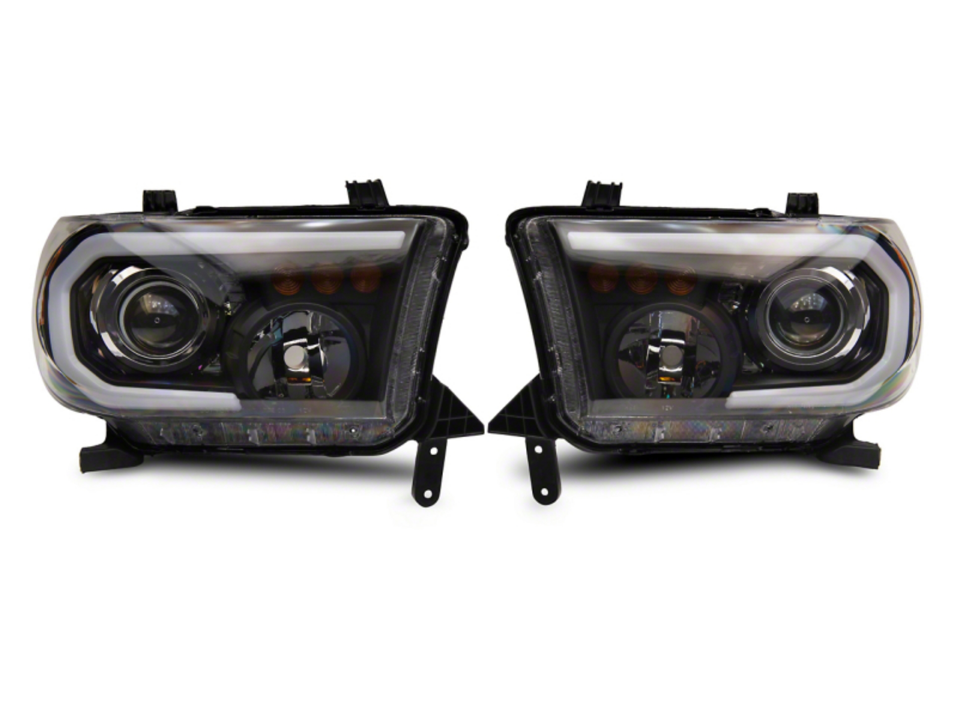 Picture of Raxiom 07-13 Toyota Tundra Axial Projector Headlights w- SEQL LED Bar- Blk Housing Clear Lens