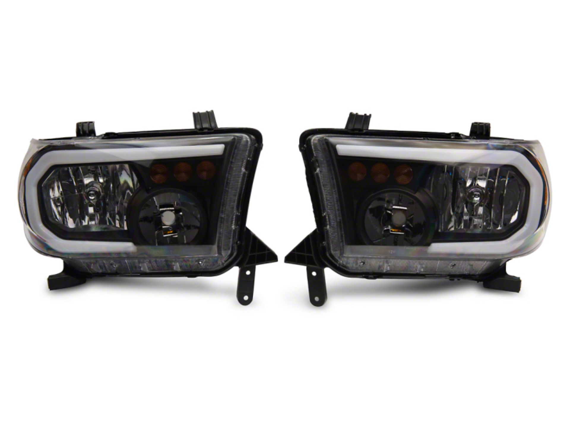 Picture of Raxiom 07-13 Toyota Tundra Axial Series Headlights w- LED Bar- Blk Housing Clear Lens