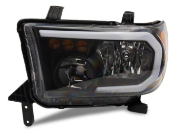 Picture of Raxiom 07-13 Toyota Tundra Axial Series Headlights w- LED Bar- Blk Housing Clear Lens
