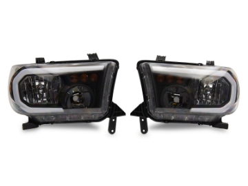Picture of Raxiom 07-13 Toyota Tundra Axial Series Headlights w- SEQL LED Bar- Blk Housing Clear Lens