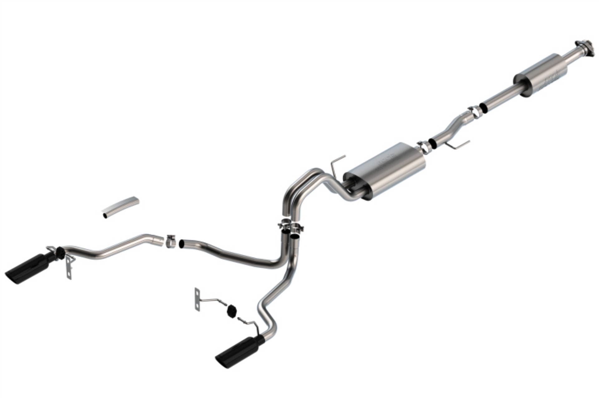 Picture of Borla F-150 2021 3-3L CC SB EC STB XL-XLT-Lariat-KR-Plnm-LTD 3-2-25 SRE Cat-Back S-Type BLK CHR Tips