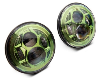 Picture of Raxiom 07-18 Jeep Wrangler JK 7-In LED Headlights Green Housing- Clear Lens