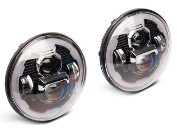 Picture of Raxiom 07-18 Jeep Wrangler JK Axial 7-In LED Headlights w- DRL Turn Signals- Blk Housing Clear