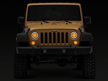 Picture of Raxiom 07-18 Jeep Wrangler JK Axial Spider LED Headlights w-Angel Eye Halo- Blk Housing Clear Lens