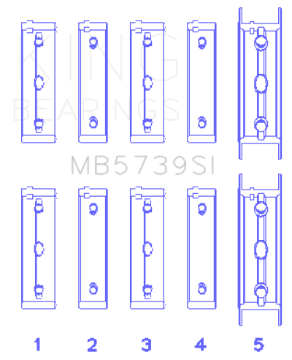 Picture of King Engine Bearings Subaru EJ20-EJ22-EJ25 Bi-Metal Silicon Aluminum Main Bearing Set - Size +-002mm