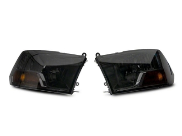 Picture of Raxiom 09-18 Dodge RAM 1500 Axial OEM Rep Headlights w- Single Bulb- Chrome Housing Smoked Lens