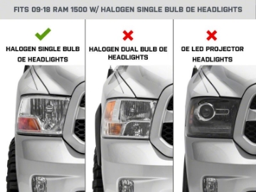 Picture of Raxiom 09-18 Dodge RAM 1500 Axial OEM Rep Headlights w- Single Bulb- Chrome Housing Smoked Lens