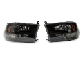 Picture of Raxiom 09-18 Dodge RAM 1500 Axial Series Euro Style Headlights w- Dual Bulb Blk Housing Clear Lens