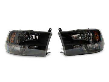 Picture of Raxiom 09-18 Dodge RAM 1500 Axial Series Euro Style Headlights w- Dual Bulb Blk Housing Clear Lens