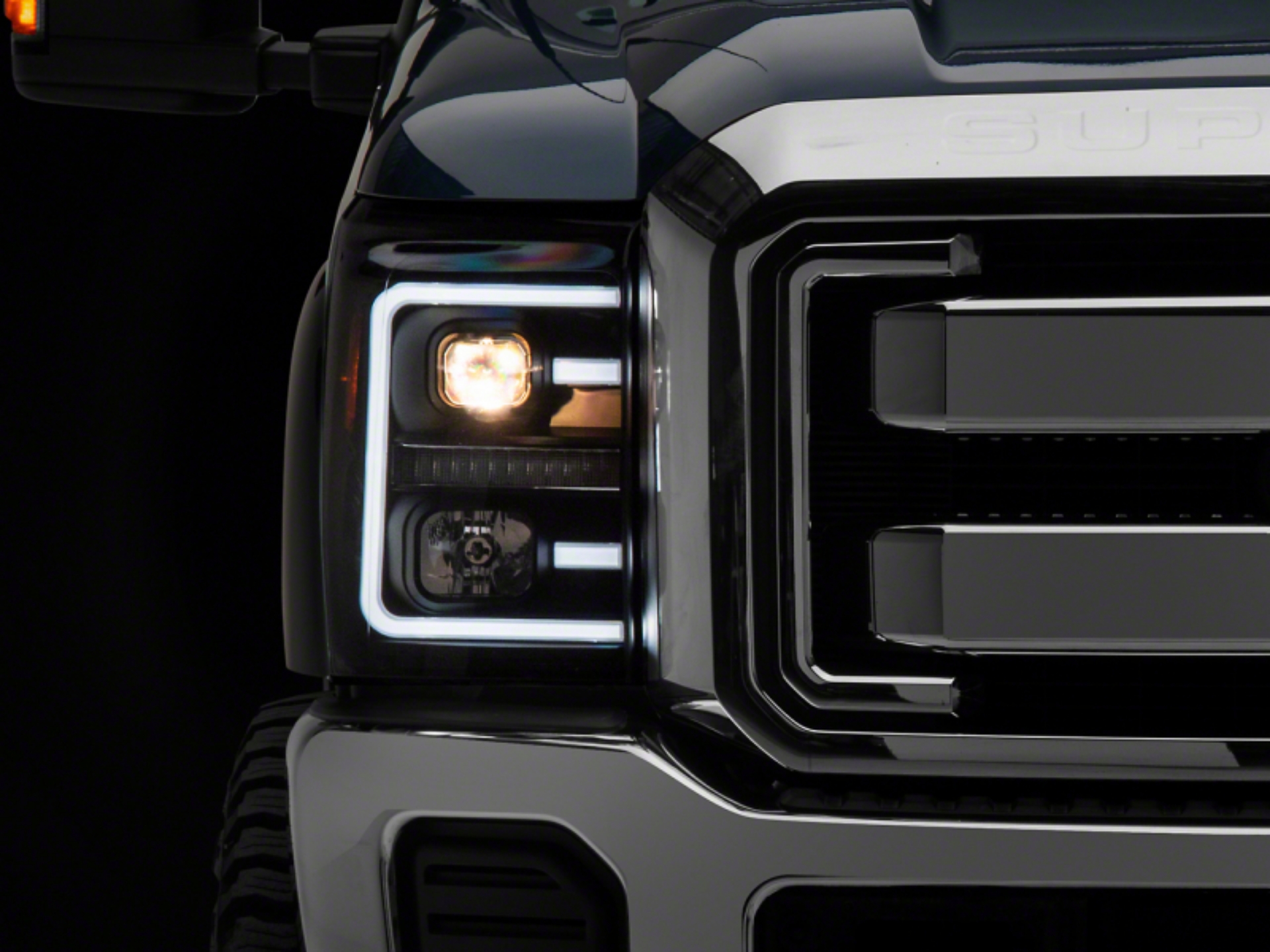 Picture of Raxiom 11-16 Ford F-250 Super Duty LED Projector Headlights - Blk Housing Clear Lens