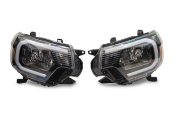 Picture of Raxiom 12-15 Toyota Tacoma Axial Series Headlights w- LED Bar- Blk Housing Clear Lens