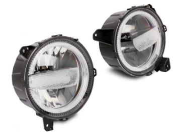 Picture of Raxiom 18-23 Jeep Wrangler JL Axial Series 9-In LED Headlights- Blk Housing Clear Lens