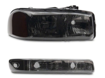 Picture of Raxiom 99-06 GMC Sierra 1500 Axial Series OEM Crystal Rep Headlights- Chrome Housing- Smoked Lens